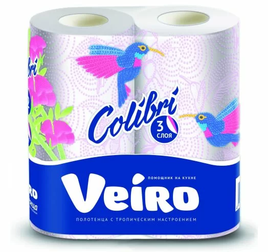 Бумажные полотенца Veiro Colibri 2 рулона 3-слоя