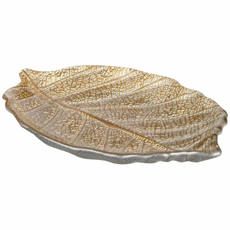 Блюдо Аксам leaf gold 21см