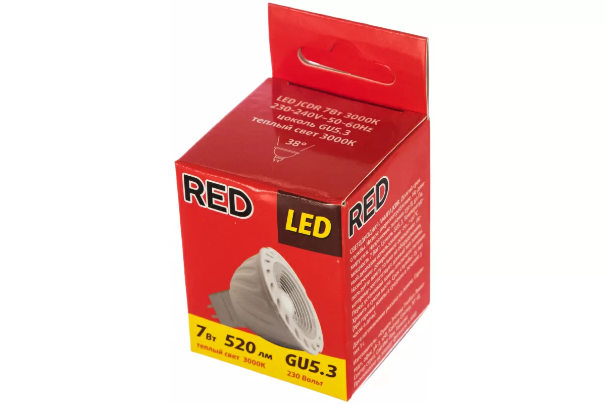 Лампа светодиодная Красная цена jcdr gu5.3 7w 3000к 520лм теплый белый свет