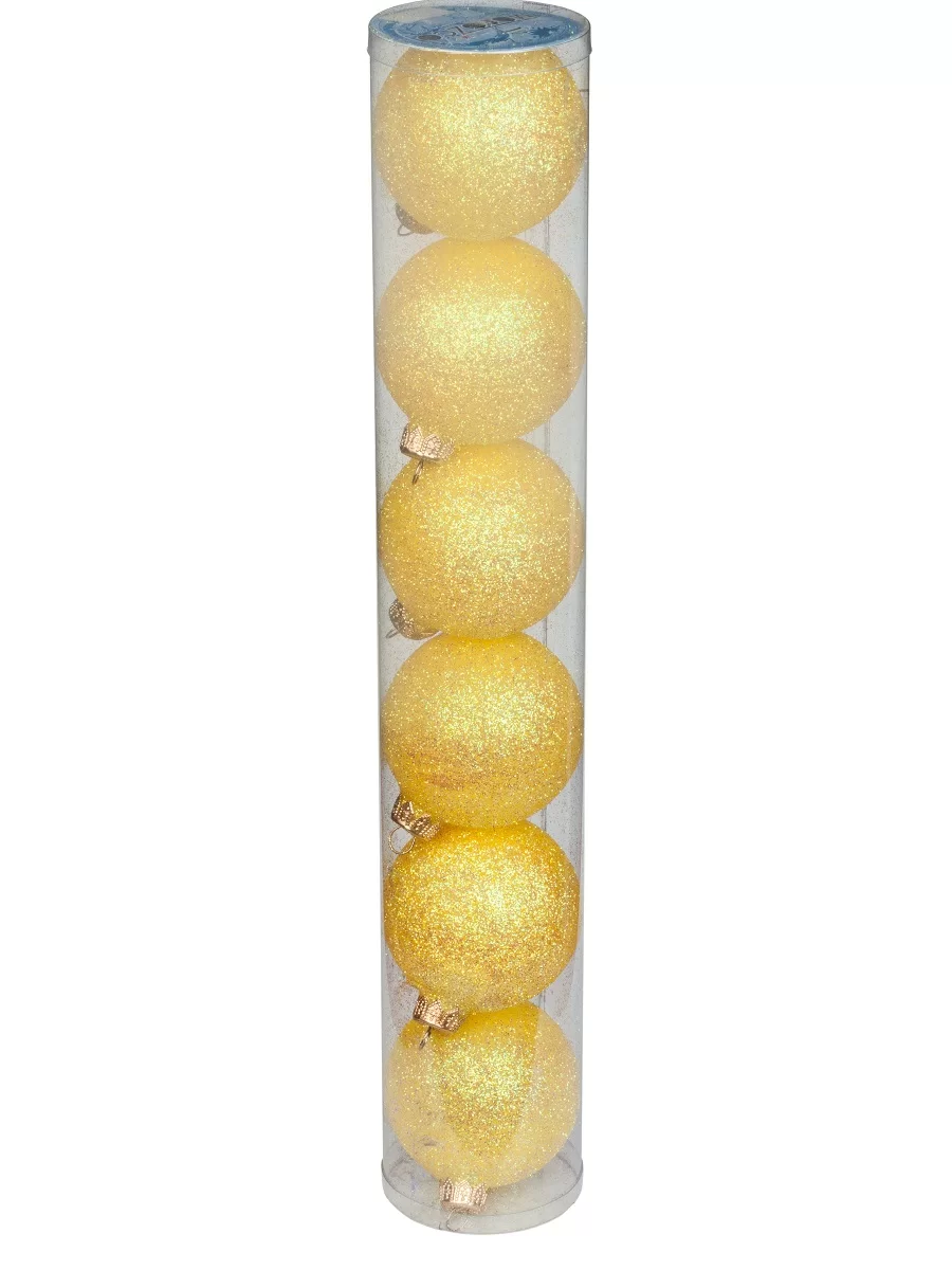 Набор шаров Радужный перламутр MOROZCO ТН55044, желтый, 6 штук в упаковке, 55 мм
