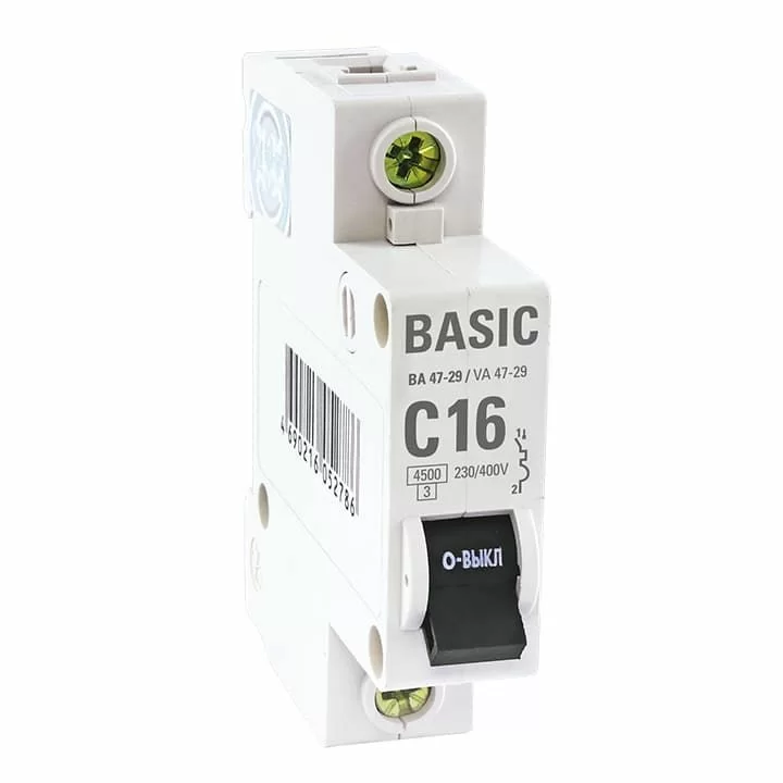 Выключатель автомат Ekf basic 1p 16а (с) 4.5ka mcb4729-1-16с ba 47-29