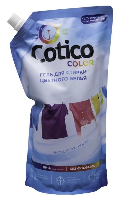 COTICO Гель для стирки цветного и линяющего белья дой-пак 1л