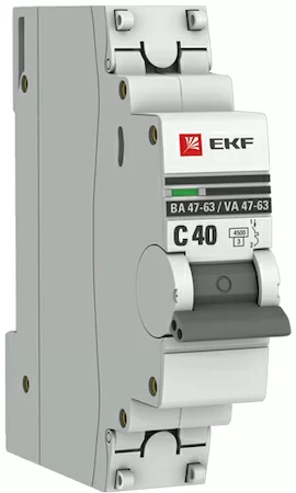 Выключатель автомат Ekf proxima 1p 40а (с) 4.5ka mcb4763-1-40с-pro ba 47-63
