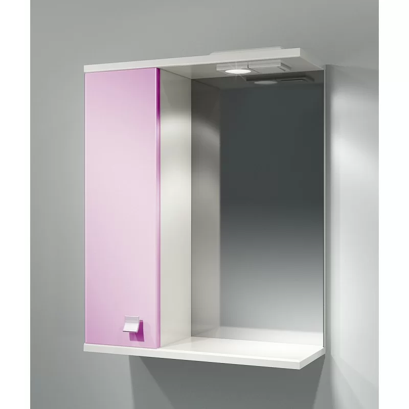 Шкаф зеркальный Домино 55 левый розовый Tivoli