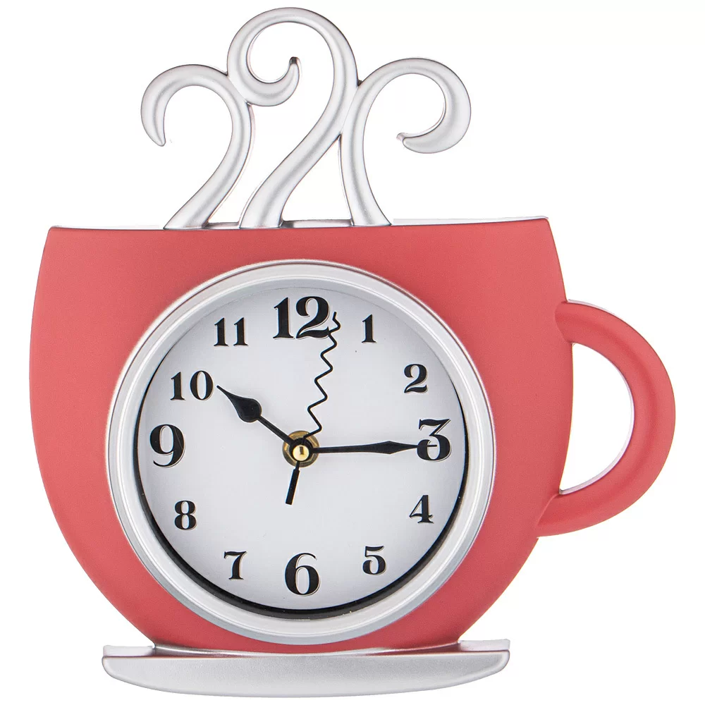 Часы настенные Coffee коралловые 25.5х24х4.3 см