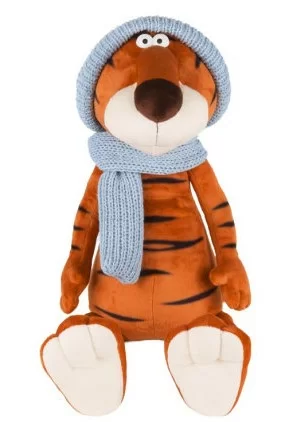 Игрушка мягкая MAXITOYS Тигр Гоша в вязаном шарфе и шапке 064329, 25 см