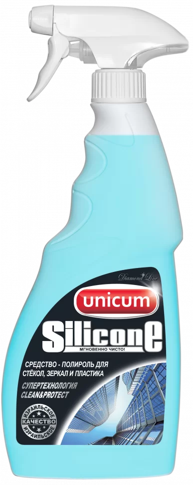 UNICUM Силикон-спрей 500 мл. для мытья зеркал, стекла и пластика1/12