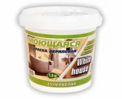 Краска водно-дисперсионная для кухонь и ванн White House 1,5 кг моющаяся супербелая