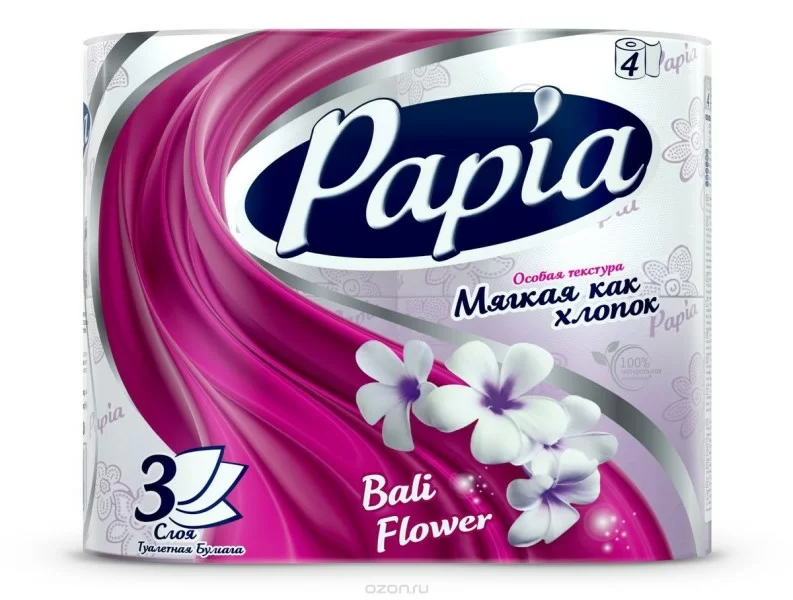 Туалетная бумага Hayat Bali Flower 4шт 3слоя белый