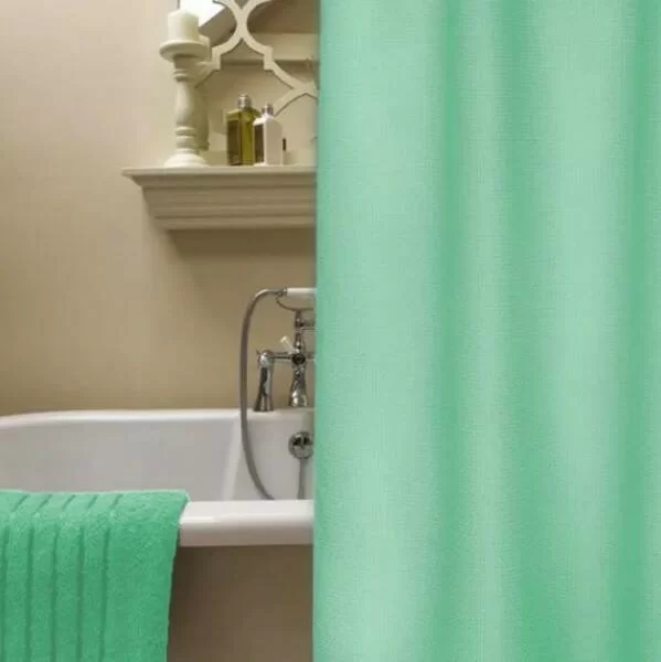 Занавеска для ванной Niklen 178х180 см однотонная зеленая полиэстер