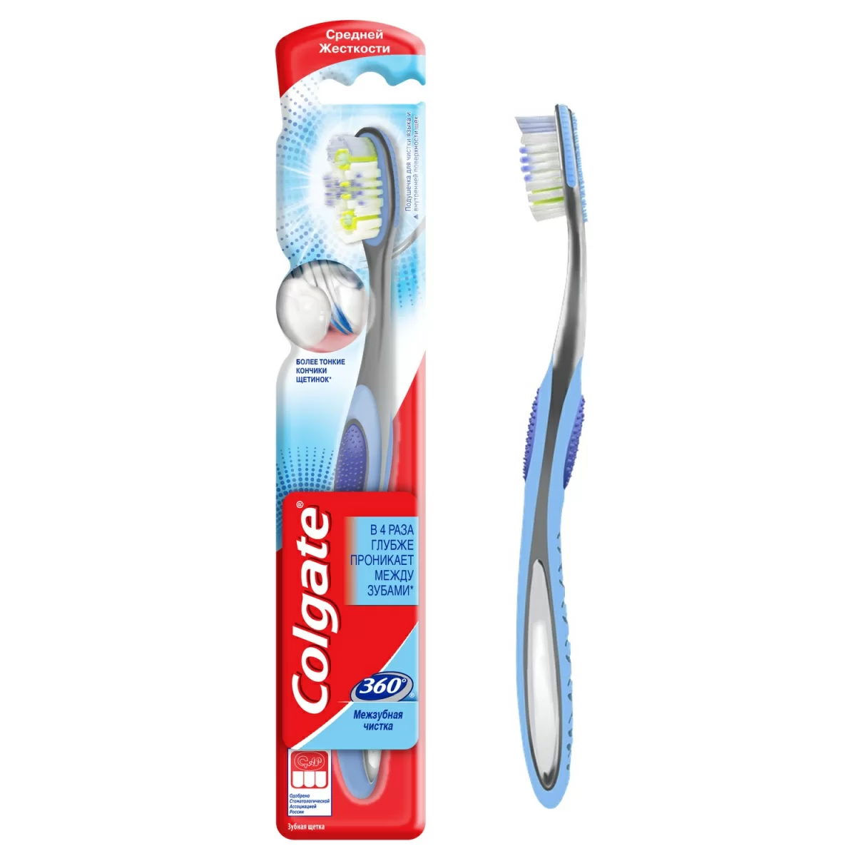 Зубная щетка Colgate 360 межзубная чистка средняя