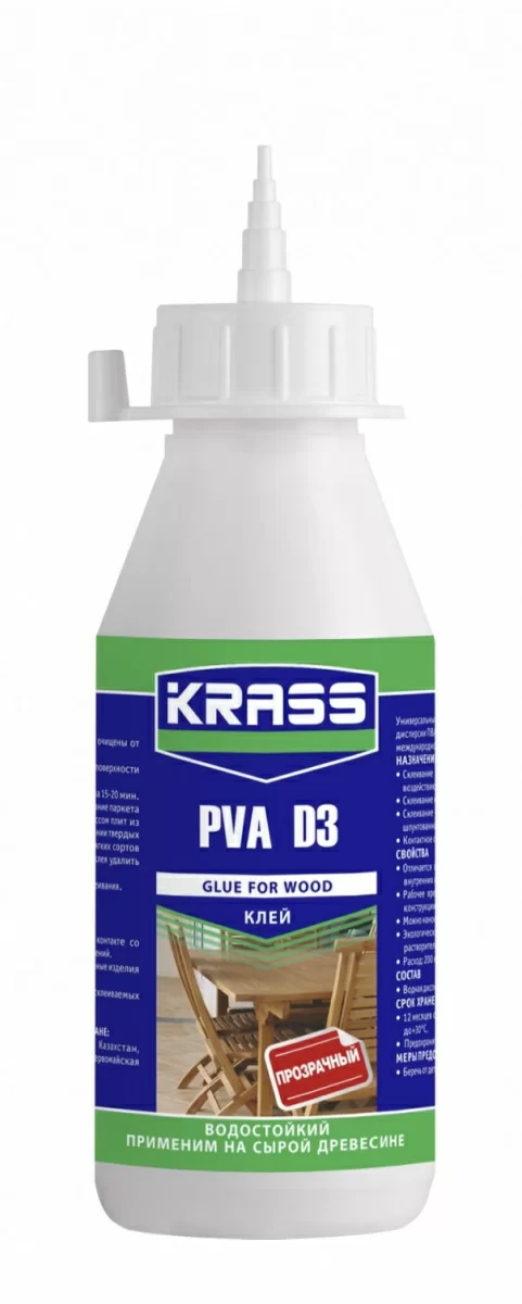 Клей для древесины Krass PVA D3 200 мл водостойкий