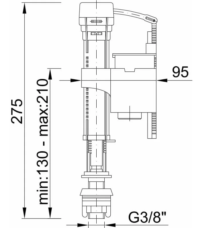 Впускной механизм Styron 3/8 нижняя подводка пластиковая резьба STY-705-M