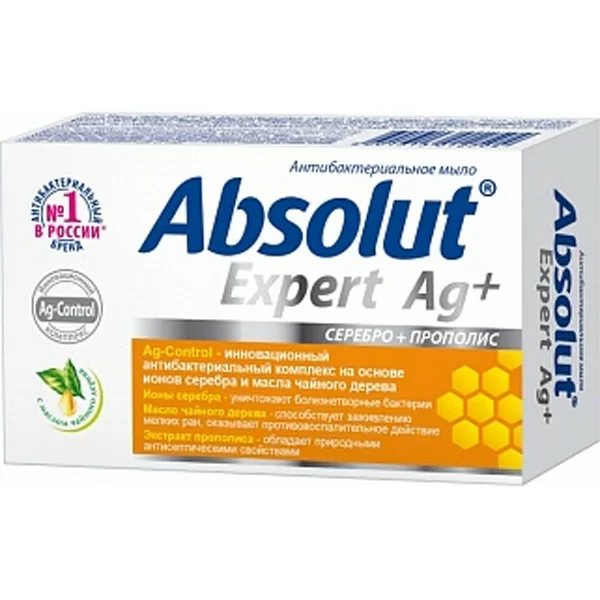 Мыло туалетное Absolut эксперт антибактериальное серебро-прополис 90г