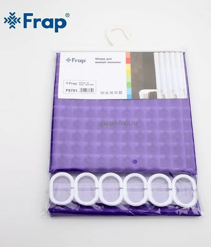 Штора для ванной Frap 3D F8751 фиолетовая