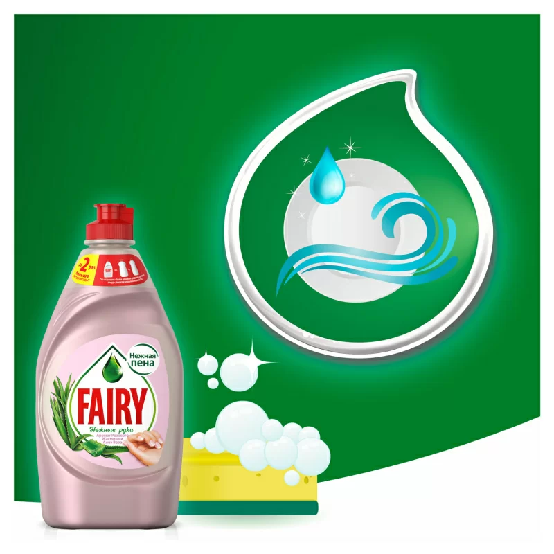 Жидкость для мытья посуды Fairy Нежные руки Розовый Жасмин и Алоэ Вера 900 мл