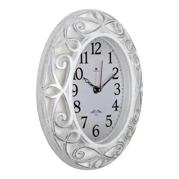 Часы настенные Классика овал 3126-001 белые с серебром