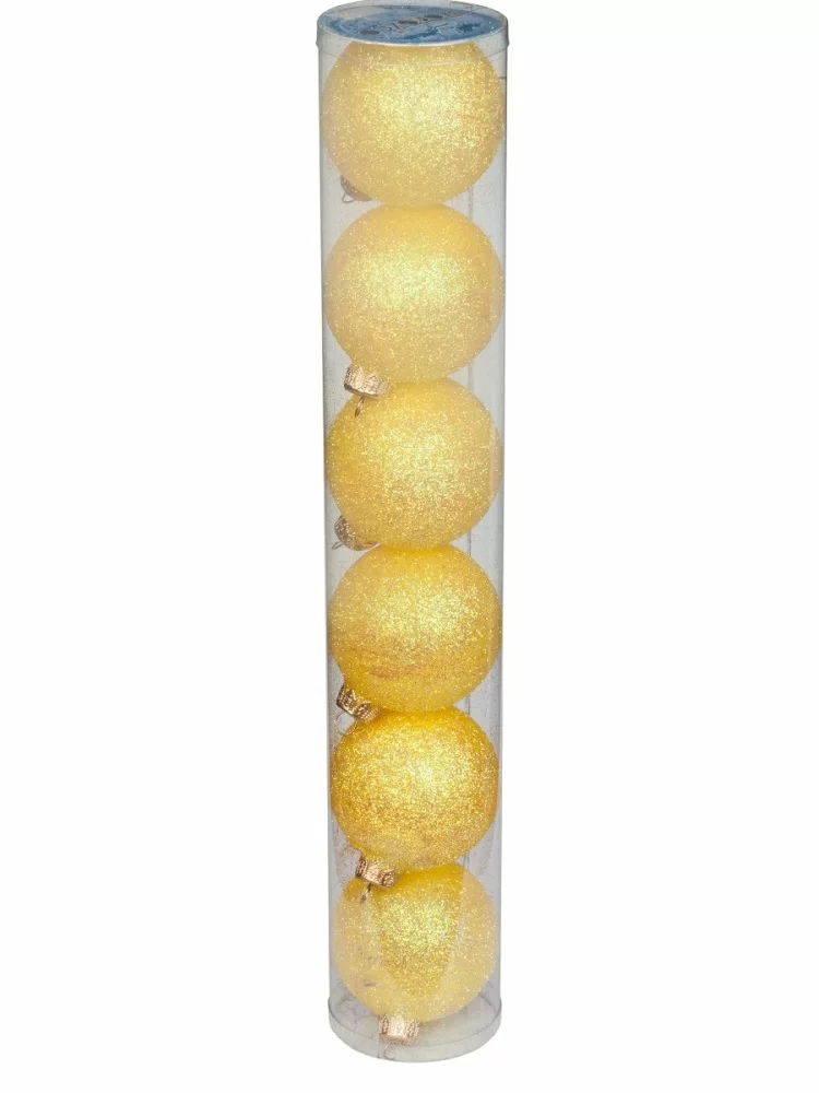Набор шаров MOROZCO Радужный ТН65044, в упаковке, перламутр желтый, 65 мм*6 штук 
