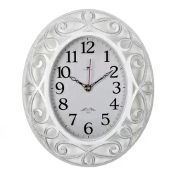 Часы настенные Классика овал 3126-001 белые с серебром