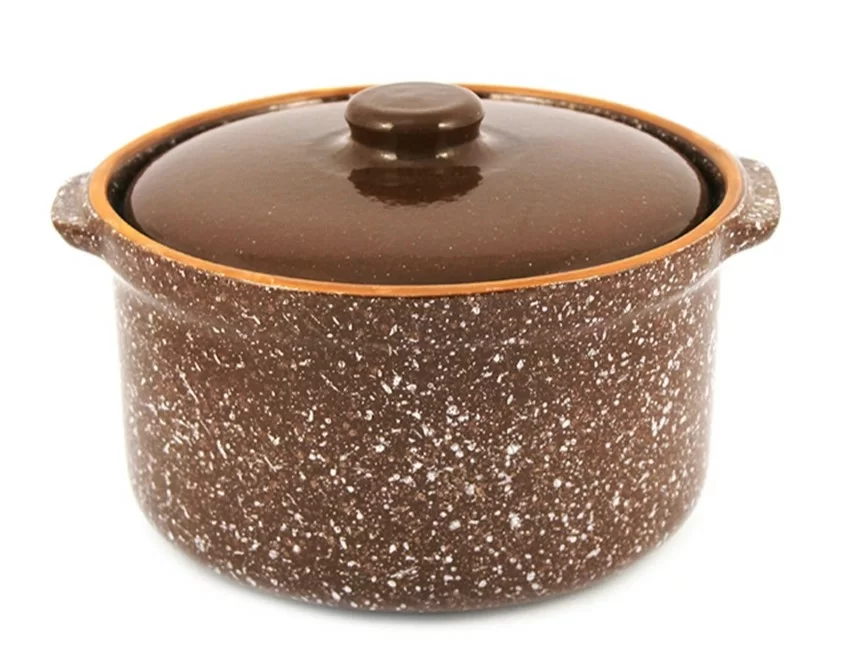 Горшок-сотейник Ломоносовская керамика мрамор коричневый 0.6л