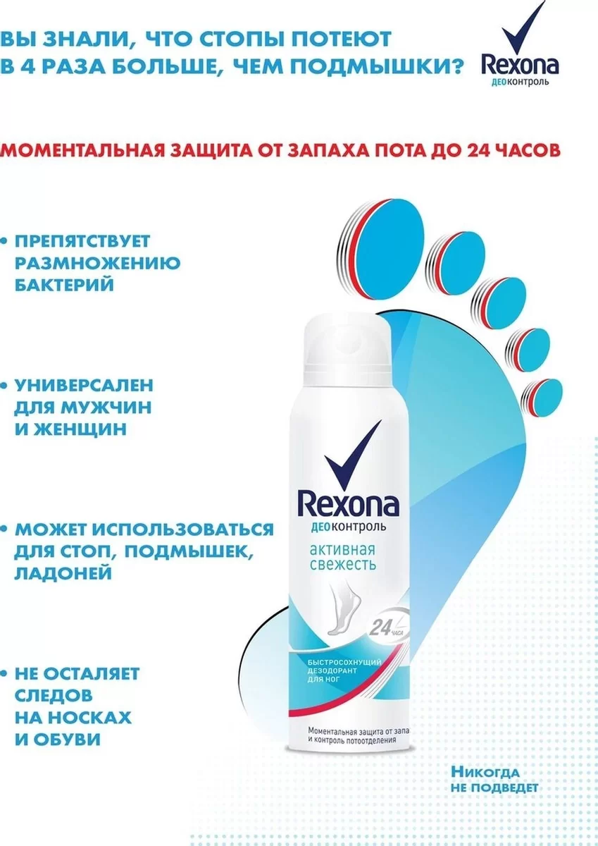 Део-спрей для ног Rexona активная свежесть 150мл