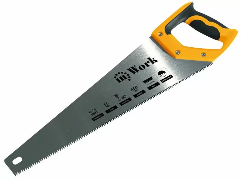 Ножовка по дереву InWork 450 мм, средний зуб, 7 зубьев на дюйм