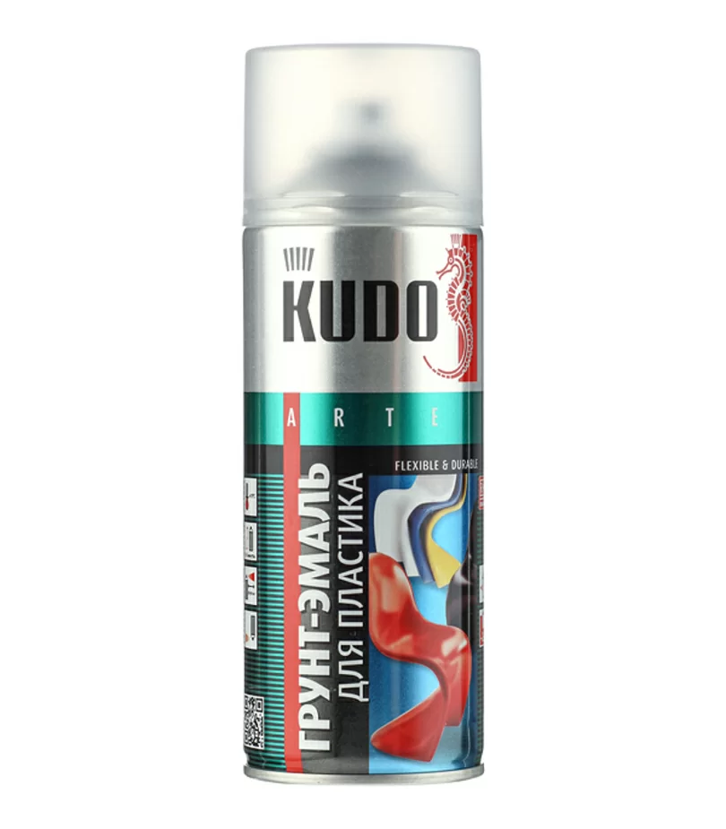 Грунт-эмаль для пластика аэрозоль Kudo 520 мл универсальная белая  