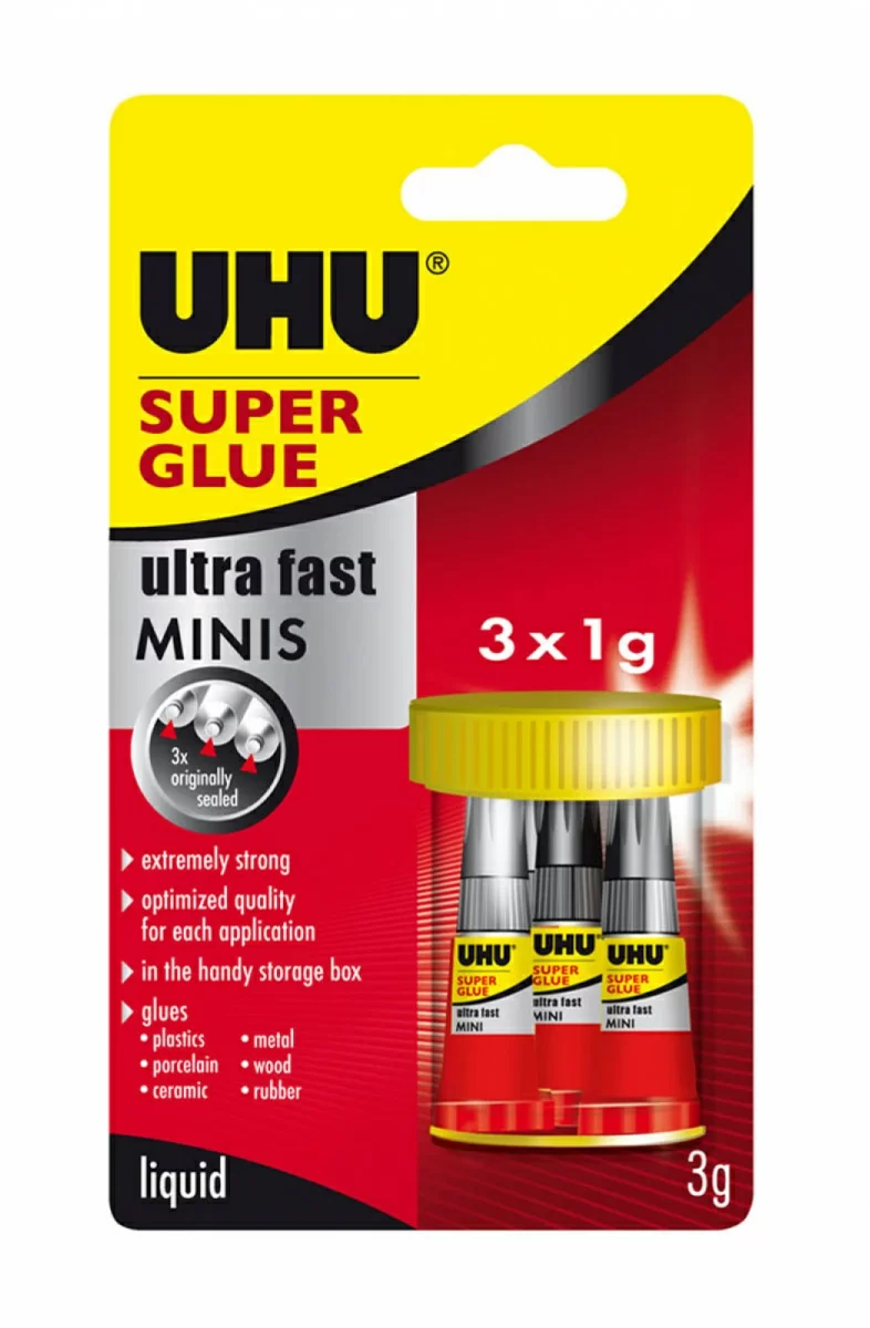Клей универсальный UHU SUPER GLUE 3х1 г в блистере