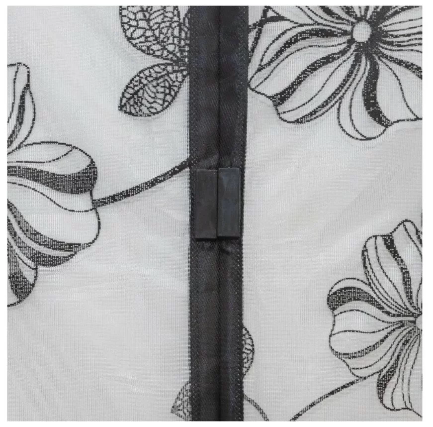 Москитная сетка Еврогарант Цветок флок черный для двери на магнитах 100х210см