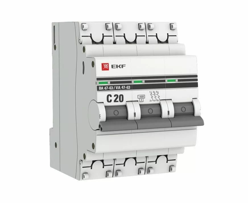 Выключатель автомат Ekf proxima 20а (с) 4.5ka mcb4763-3-20с-pro ba 47-63