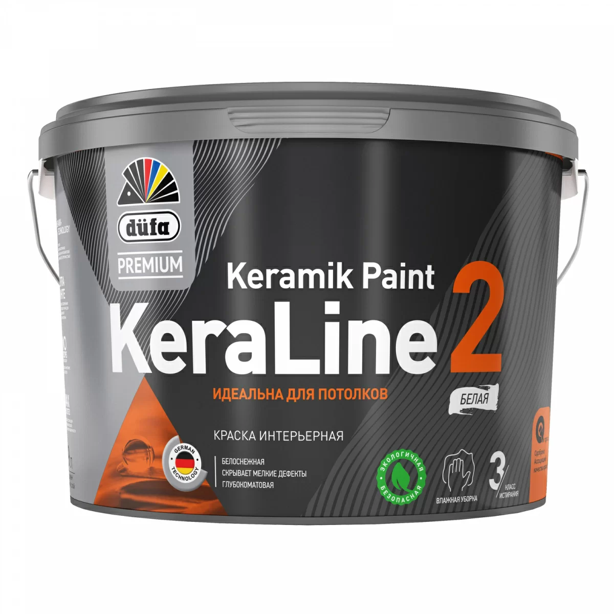 Краска водно-дисперсионная Düfa Premium KERALINE 2 0.9 л для потолков глубокоматовая белая база1