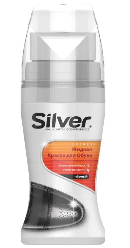 Крем-краска Silver премиум блеск для гладкой кожи с губкой черный 75мл