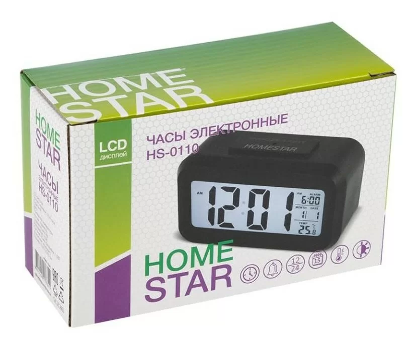 Часы электронные Homestar настольные HS-0110 черные
