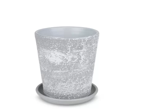Горшок керамический с поддоном Конус Лофт серо-белый № 5 D-22 см Н-22.5 см 5.6 л