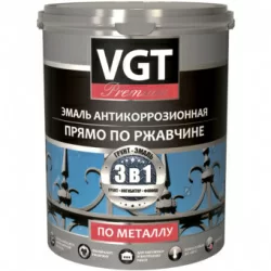 Эмаль по ржавчине антикоррозионная 3в1 VGT 0.6 кг черная ВД-АК 1179 