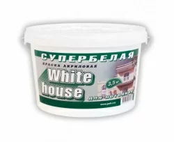 Краска водно-дисперсионная для потолков White House 3,5 кг супербелая