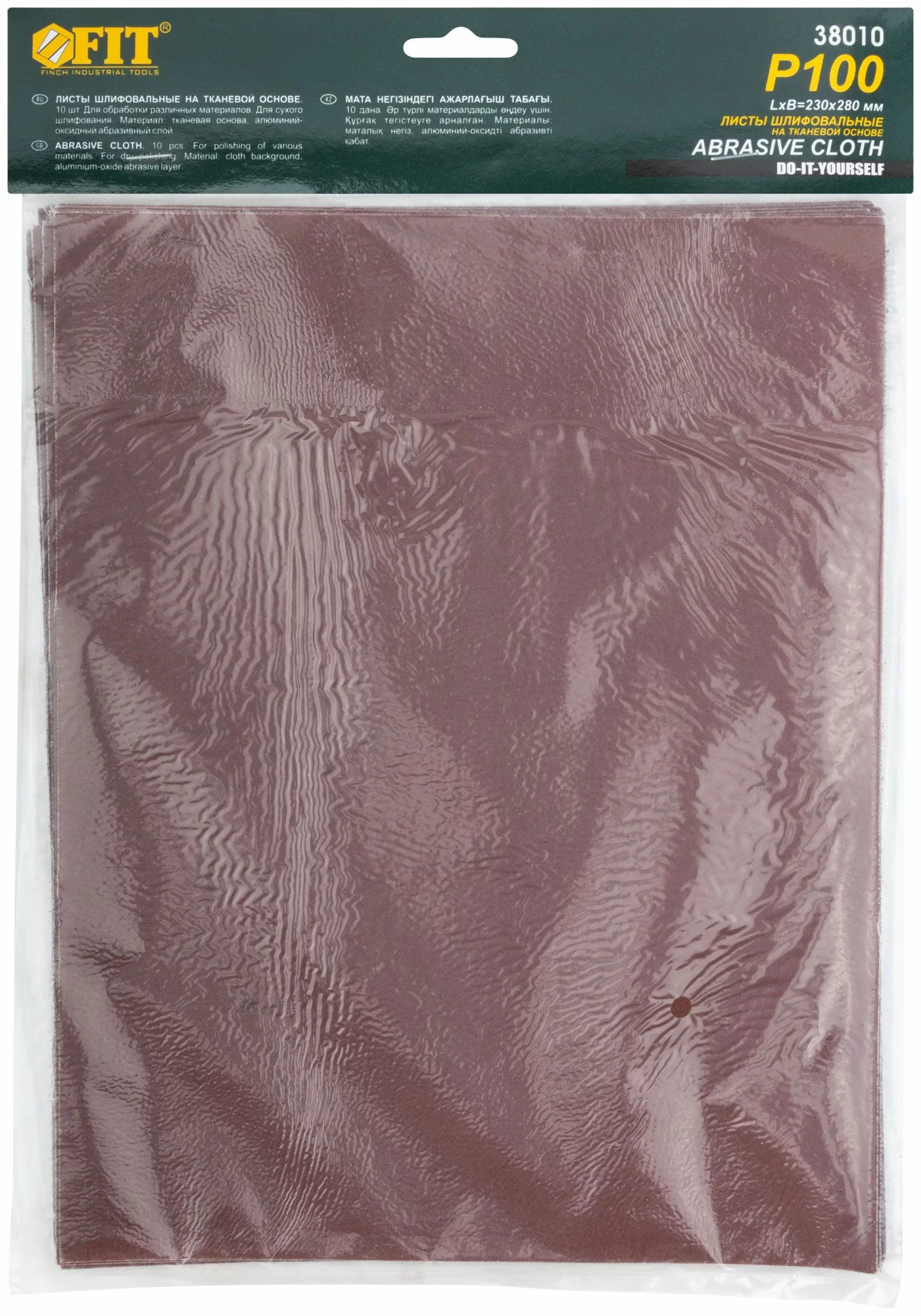 Шлифовальная бумага на тканевой основе Fit лист N1 P100 23х28 см 10 штук