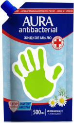AURA antibacterial Мыло жидкое для всей семьи РОМАШКА с антибактериальным эффектом 500 мл дой-пак