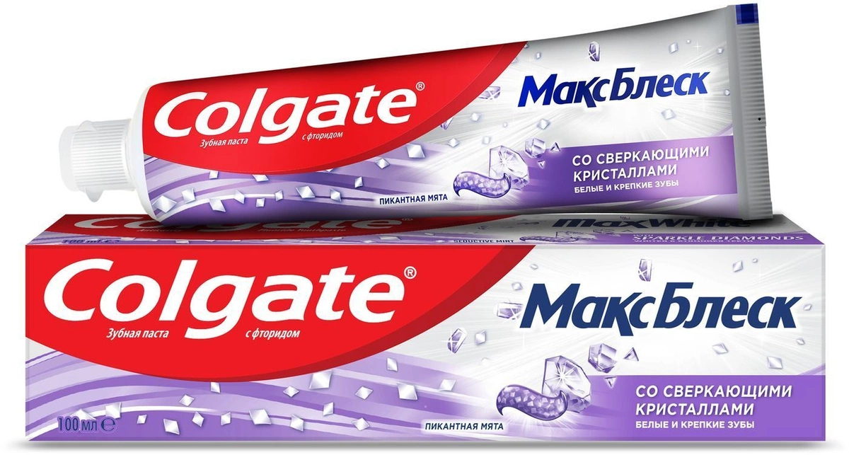 Зубная паста Colgate Макс Блеск, со сверкающими кристаллами, отбеливающая, 100 мл