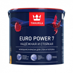 Краска водоэмульсионная Tikkurila Euro Power 7 2.7 л моющаяся база А белая Краска водоэмульсионная Tikkurila Euro Power 7 2.7 л моющаяся база А белая