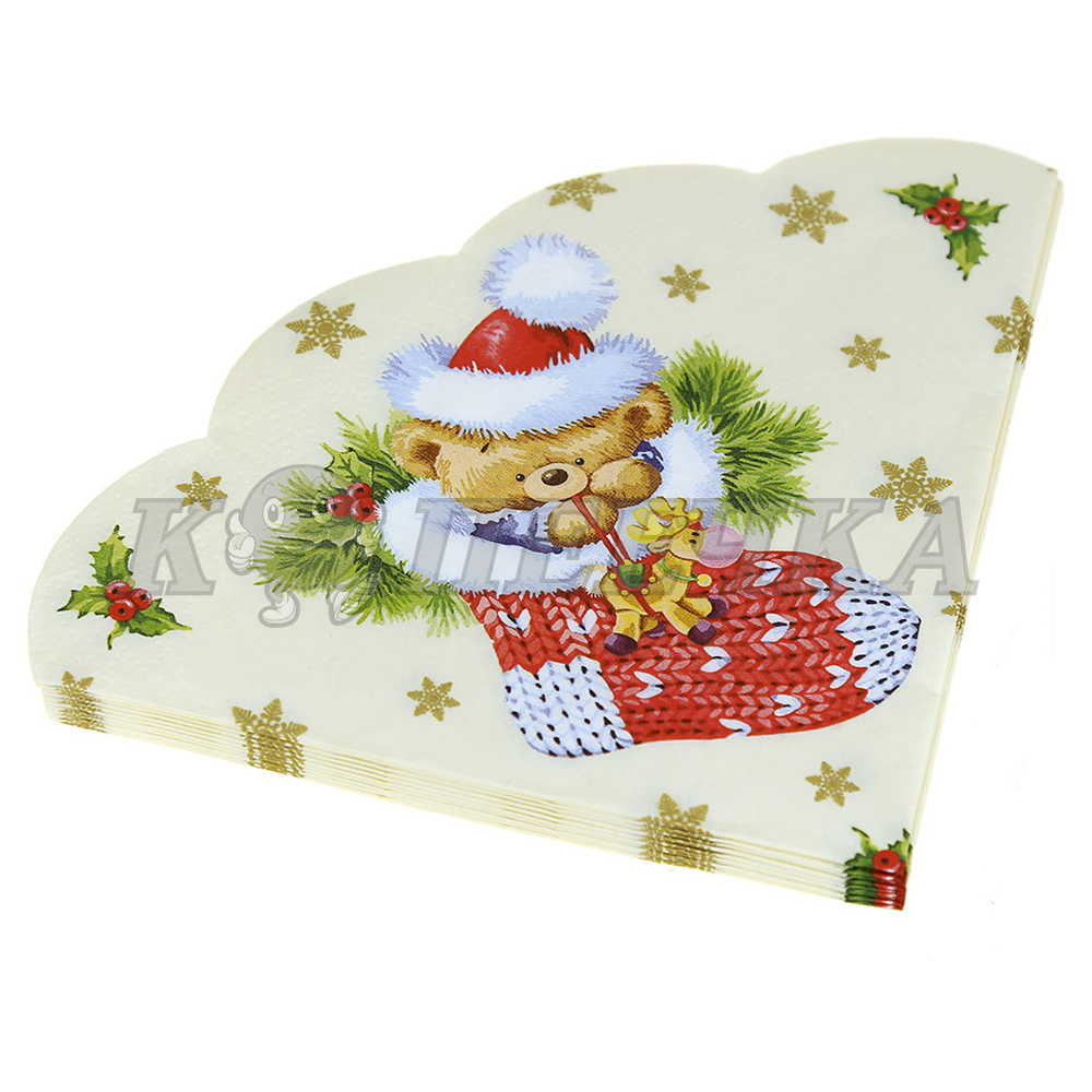 Салфетки бумажные Bouquet Плюшевый мишка 32х32см 3сл 12шт