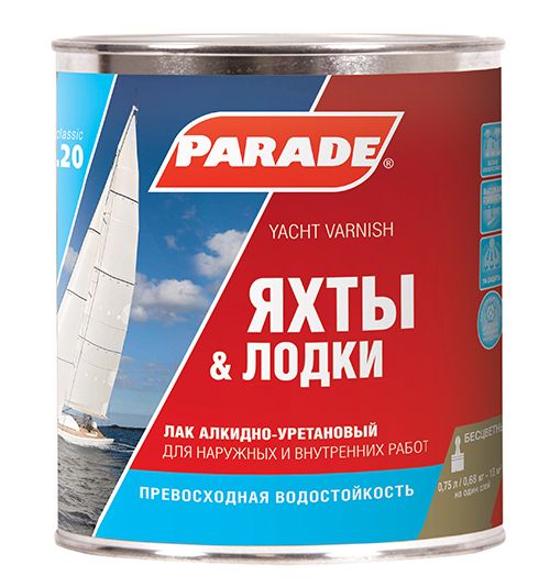 Лак яхтный алкидно-уретановый Parade L20 0.75 л матовый 