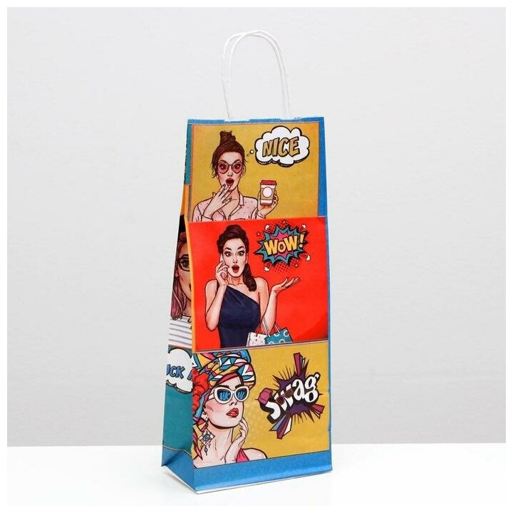 Пакет крафт pop art 14х8х33см