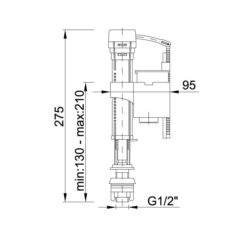 Впускной механизм Styron 1/2 нижняя подводка медная резьба STY-706-R