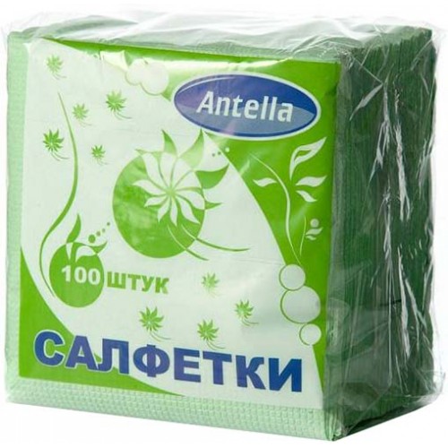 Салфетки Antella 24х24 1сл 100шт белые желтые зеленые