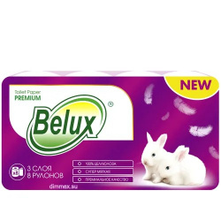 Туалетная бумага Belux 8шт 3-сл белая