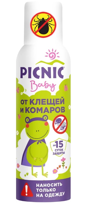 Аэрозоль от комаров/клещей Picnic baby 125мл