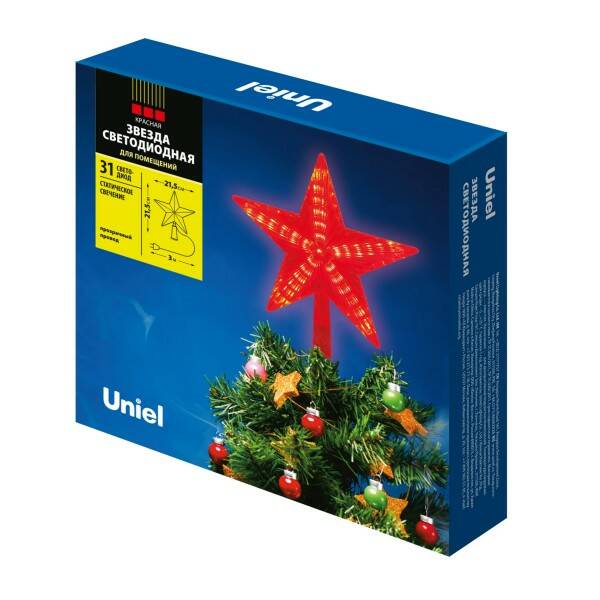 Украшение Uniel Uld-h2121-031/sta red star-3 для ёлки Звезда-3 21 см 31led red