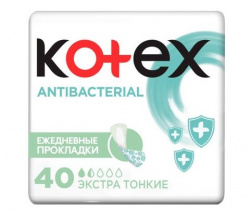 Kotex прокладки ежедневные антибактериальный экстра тонкие 40 штук
