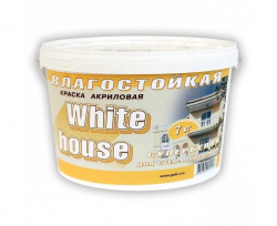 Краска водно-дисперсионная интерьерная White House 7 кг влагостойкая супербелая